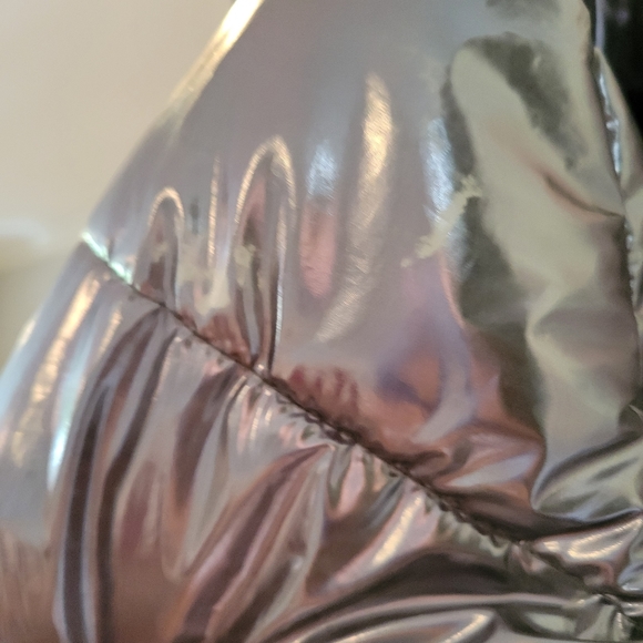 Kensie Girl Pewter Metallic Sherpa-Lined Puffer Jacket Girls size 7/8 - Picture 15 of 16